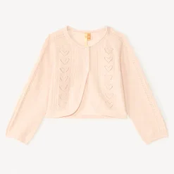Boléro à manches longues en tricot ajouré et fil style métallisé pour bébé fille