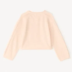 Boléro à manches longues en tricot ajouré et fil style métallisé pour bébé fille