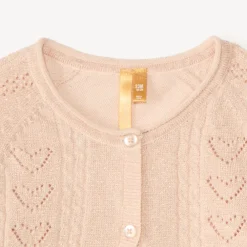 Boléro à manches longues en tricot ajouré et fil style métallisé pour bébé fille