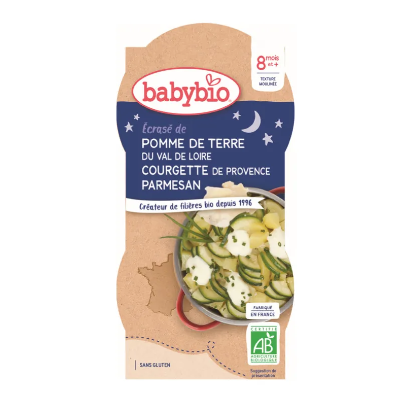 Bols d'Ecrasé de Pomme de terre avec Courgette et Parmesan 2x200g