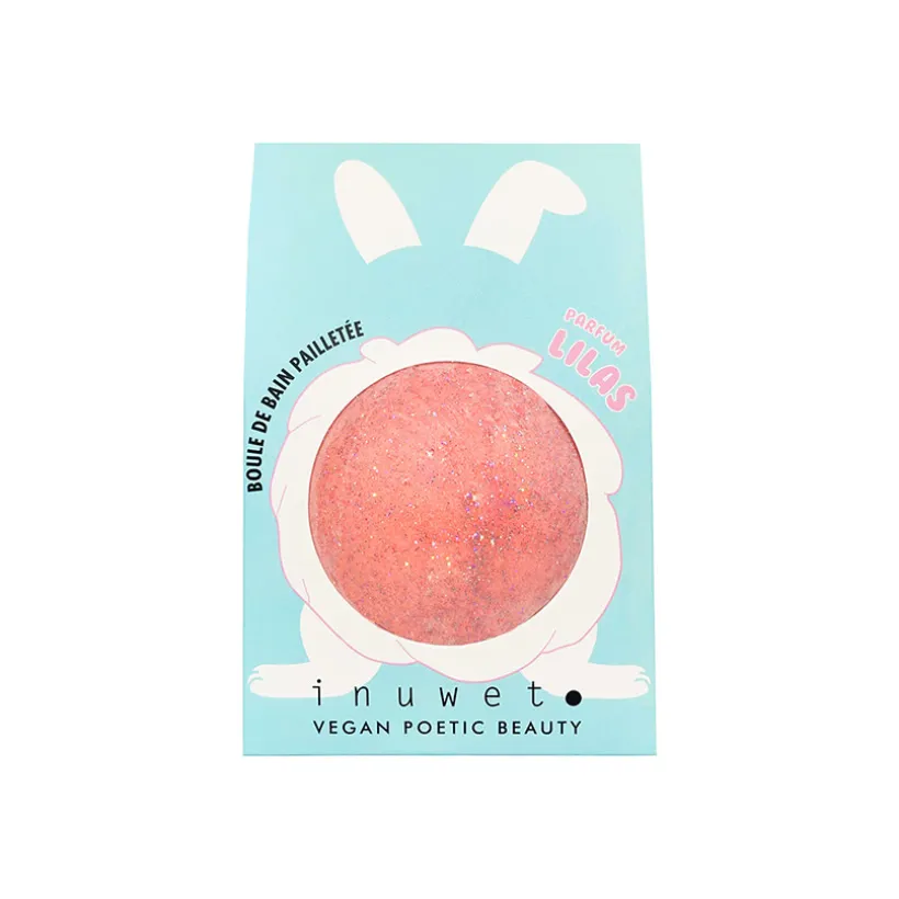 Bombe de bain effervescente pailletée lilas rose