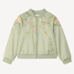 Bomber en toile satinée avec détails brodés pour fille
