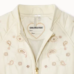 Bombers satiné à broderies cachemire pour bébé fille
