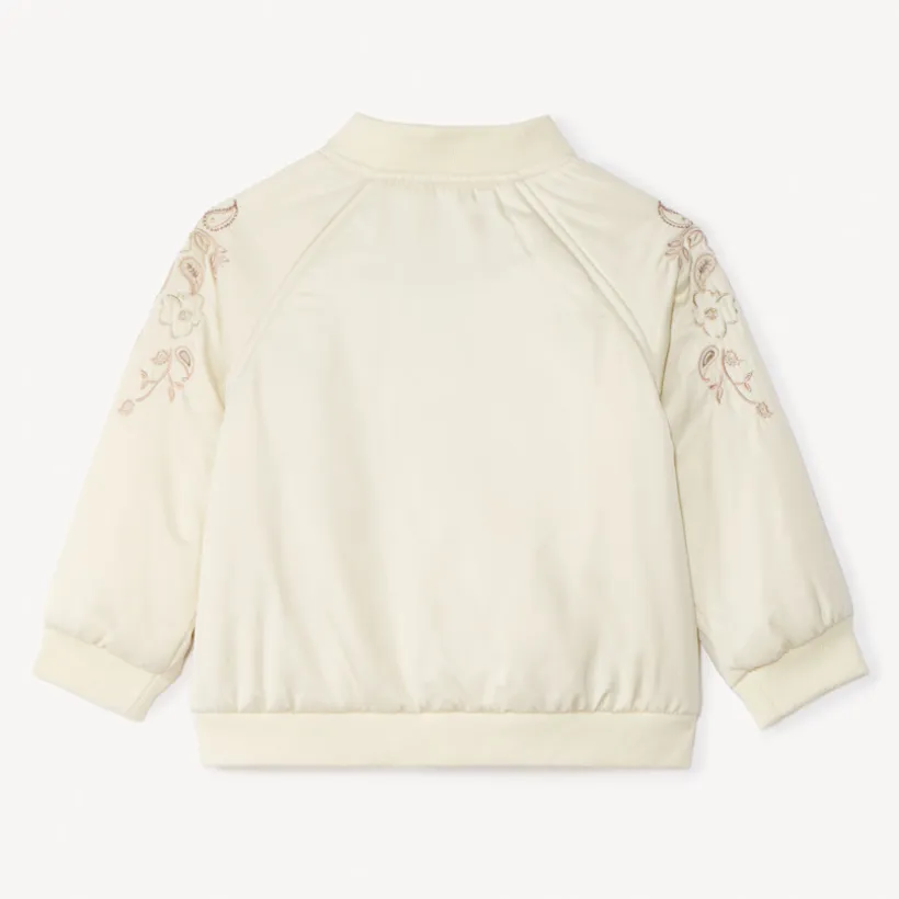 Bombers satiné à broderies cachemire pour bébé fille