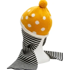 Bonnet écharpe en tricot à pois et rayures en jacquard