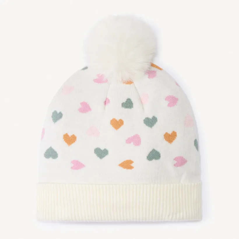 Bonnet en tricot doublé en sherpa imprimé fantaisie pour fille