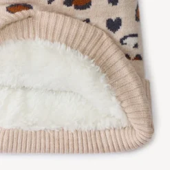 Bonnet en tricot doublé en sherpa imprimé fantaisie pour fille