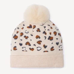 Bonnet en tricot doublé en sherpa imprimé fantaisie pour fille