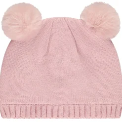 Bonnet en tricot et pompons en fausse fourrure