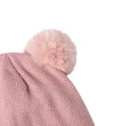Bonnet en tricot et pompons en fausse fourrure