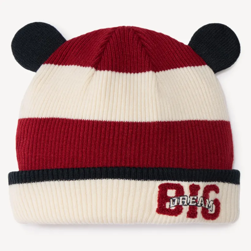 Bonnet ourson en tricot bicolore pour bébé garçon