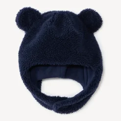 Bonnet ourson ludique en sherpa doublé pour bébé garçon