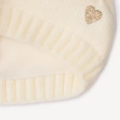 Bonnet à pompons fantaisie et cœur brodé pour bébé fille