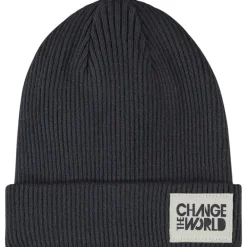 Bonnet uni en tricot avec patch printé fantaisie pour garçon