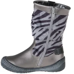 Bottes argentées en cuir et tige zébrée