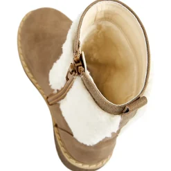 Bottes beiges à zip avec moumoute pour fille