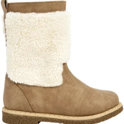 Bottes beiges à zip avec moumoute pour fille