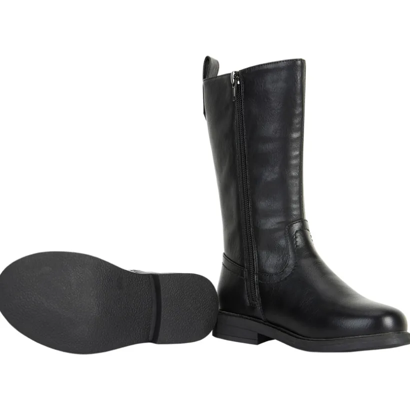 Bottes cavalières noires effet cuir pour fille