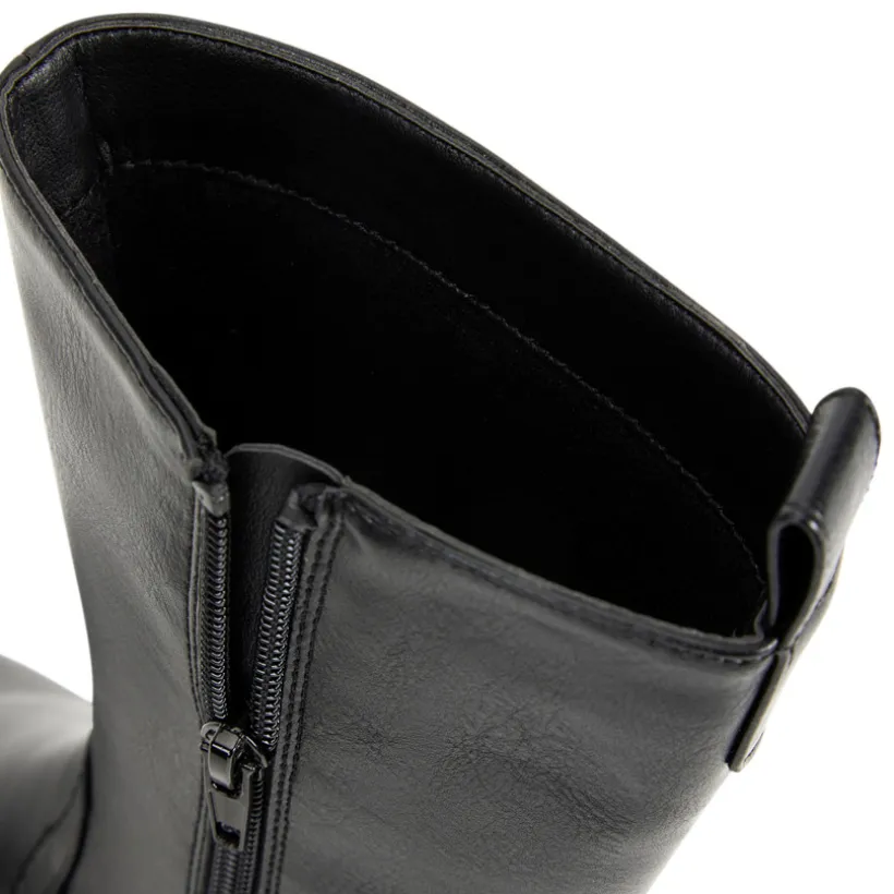Bottes cavalières noires effet cuir pour fille