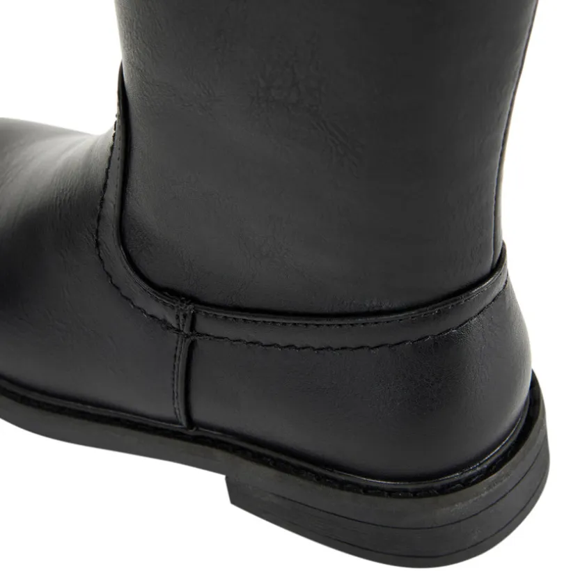 Bottes cavalières noires effet cuir pour fille