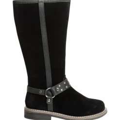 Bottes cavalières pour fille effet daim à rivets métalliques