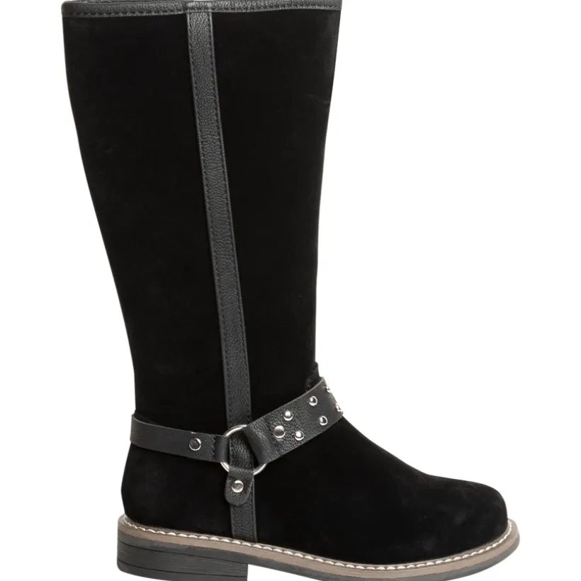 Bottes cavalières pour fille effet daim à rivets métalliques