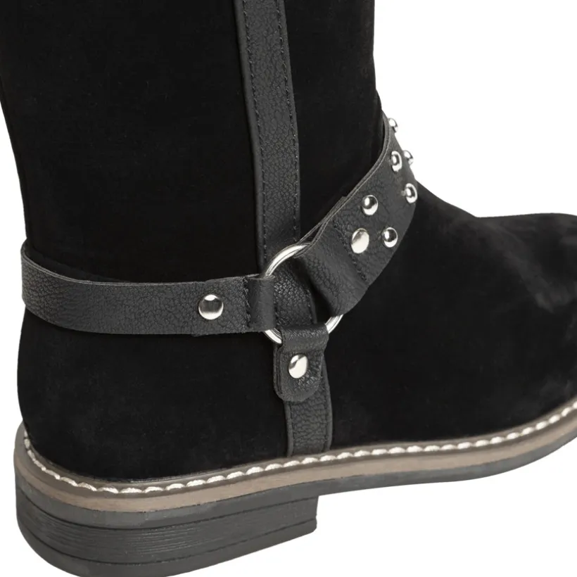 Bottes cavalières pour fille effet daim à rivets métalliques