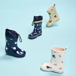 Bottes de pluie avec col imperméable imprimé pommes pour fille