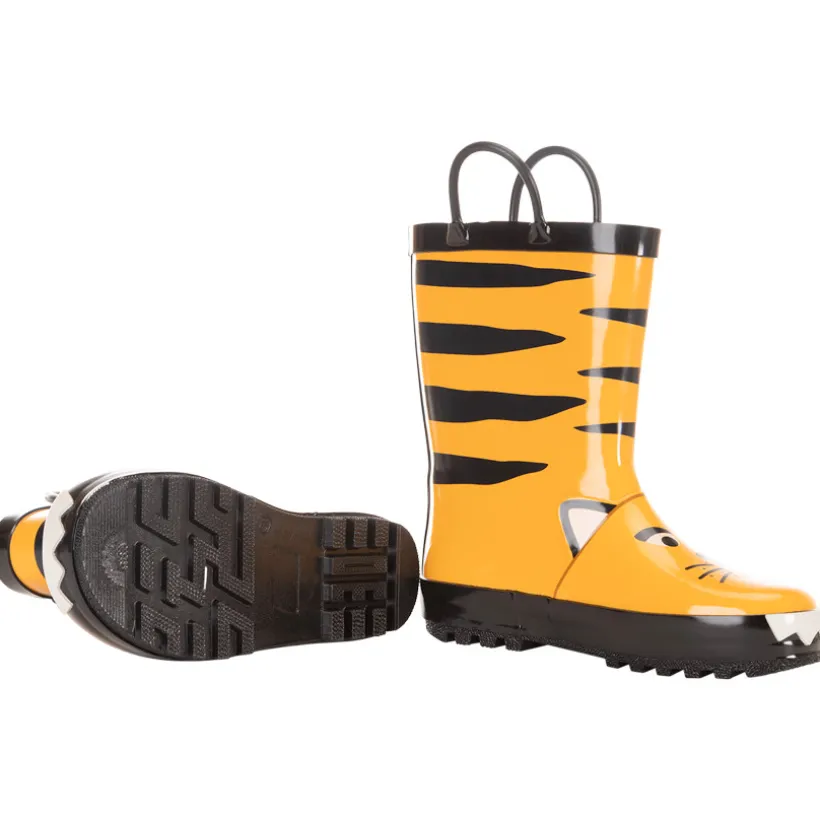 Bottes de pluie en caoutchouc visuel tigre avec détails fantaisie pour garçon