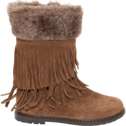 Bottes en cuir à franges et fausse fourrure