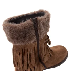Bottes en cuir à franges et fausse fourrure