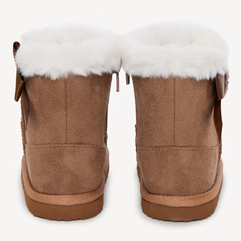 Bottes fourrées effet daim avec nœud pour fille