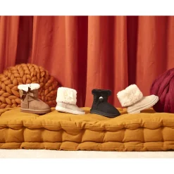 Bottes fourrées effet daim avec nœud pour fille