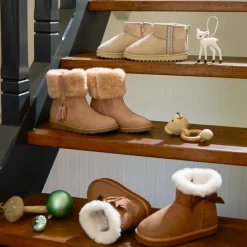 Bottes fourrées effet daim avec nœud pour fille