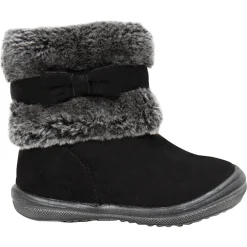 1/2 bottes noires avec col en fausse fourrure et noeud