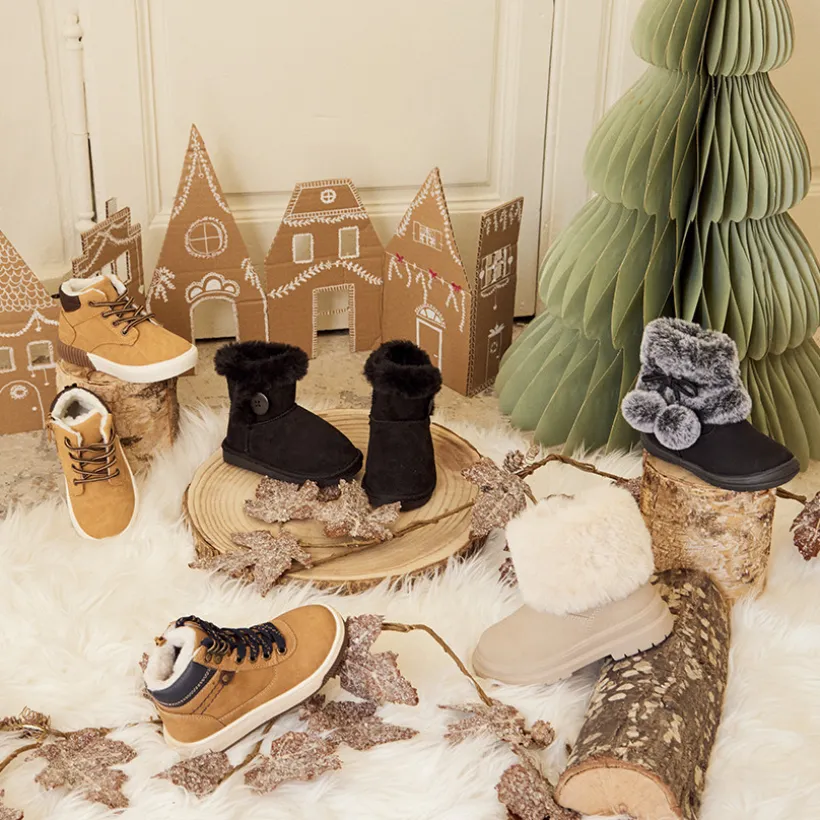 Bottillon camel avec lacets et zip pour bébé garçon