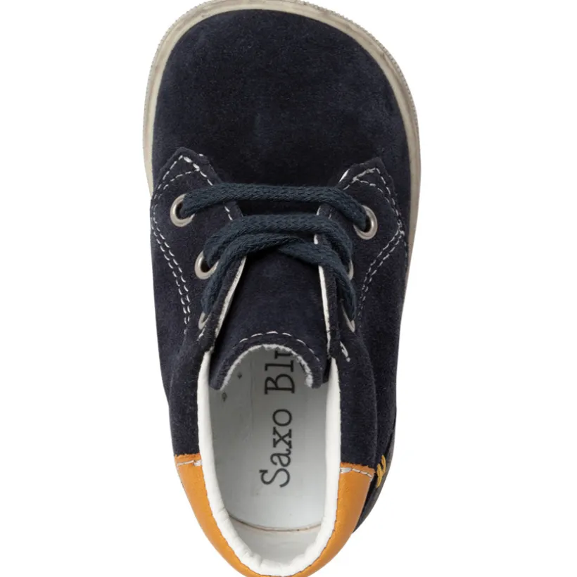Bottillons bleu marine en cuir pour bébé garçon