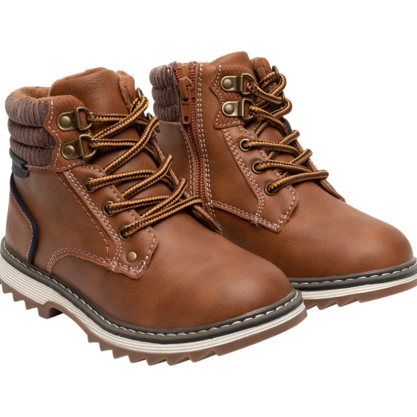 Bottillons camel à lacets et zip pour enfant garçon
