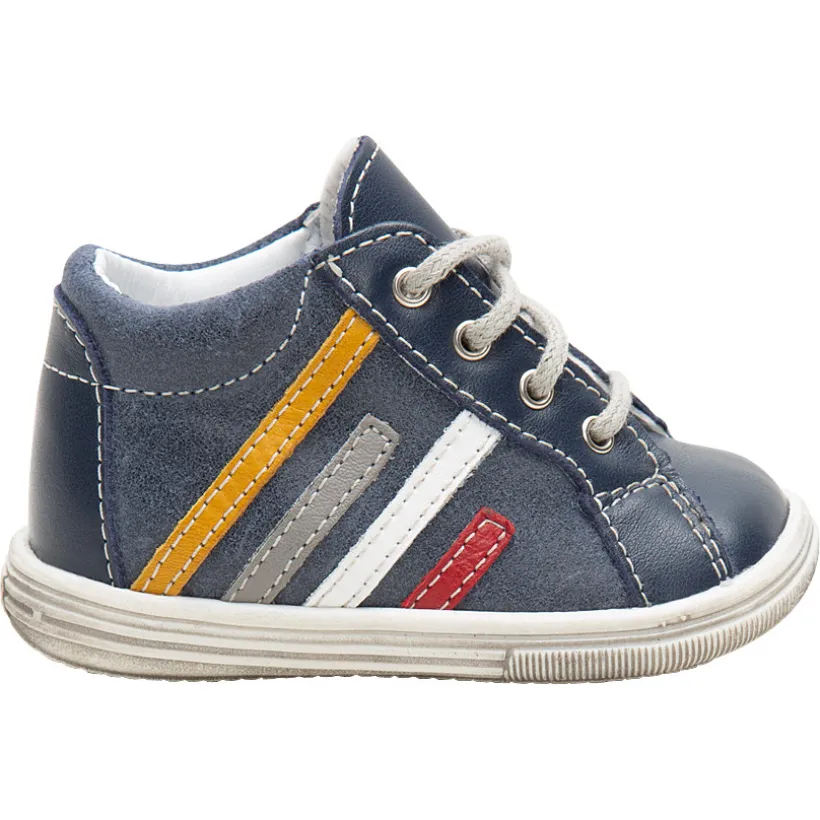 Bottillons en cuir à lacets avec bandes contrastées appliquées