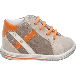 Bottillons en cuir à lacets avec empiècements et lacets contrastés