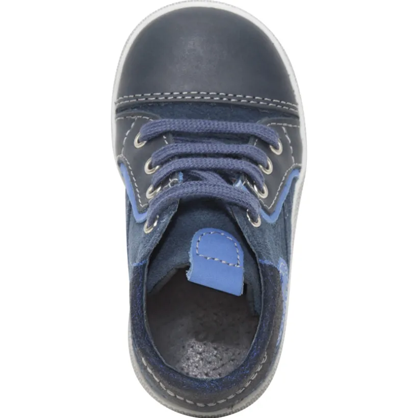 Bottillons en cuir à lacets avec patch cousu sur le côté