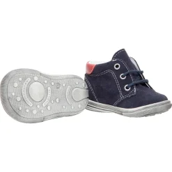 Bottillons en cuir suédé à lacets avec touches de rouge