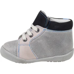 Bottillons en cuir suédé à lacets avec empiècements contrastés