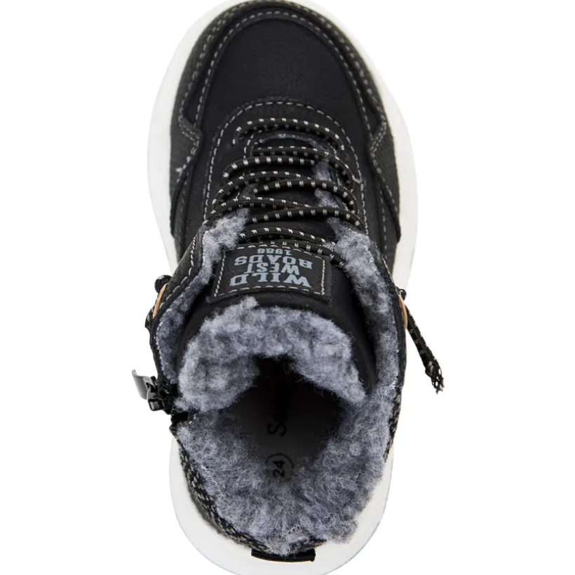 Bottillons fourrés à lacets élastiqués et zip pour garçon
