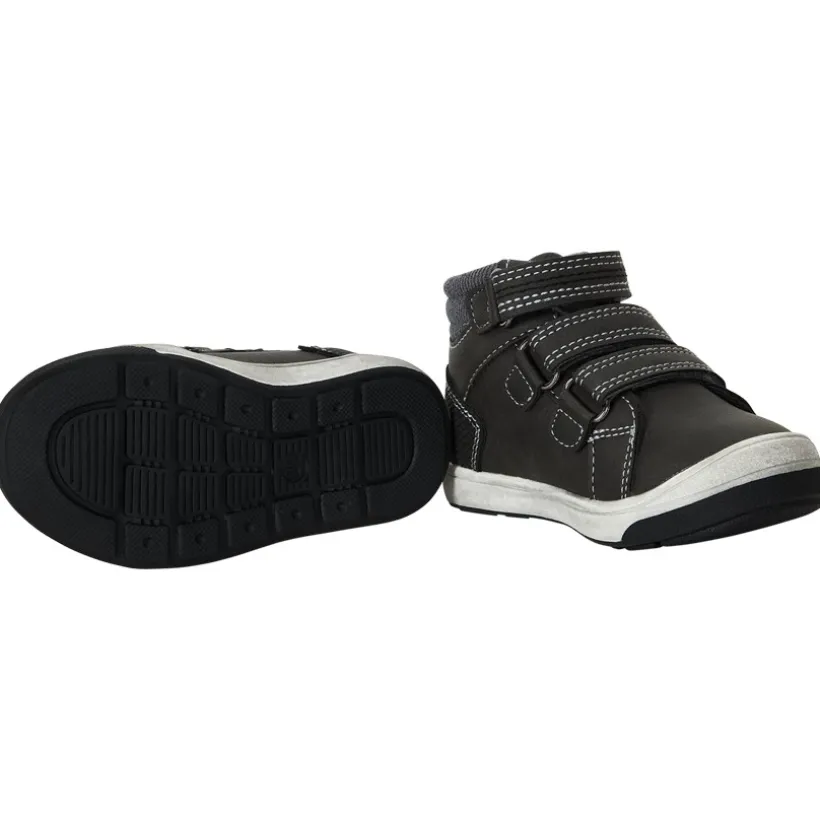 Bottillons gris foncé triple velcros pour bébé garçon