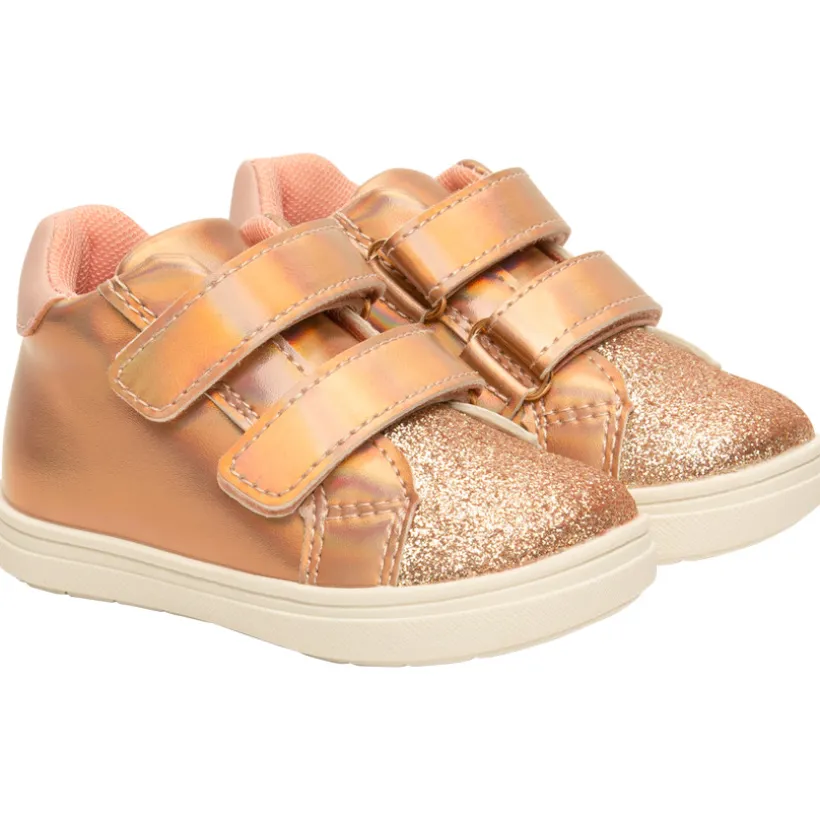 Bottillons irisés à paillettes avec double velcro pour bébé fille