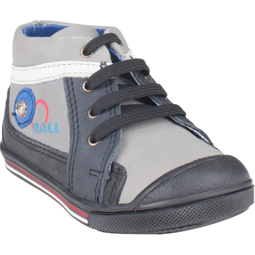 Bottillons à lacets en cuir avec print et rivet