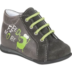 Bottillons à lacets en cuir avec inscription printée