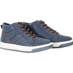 Bottillons marine avec lacets et zip pour garçon