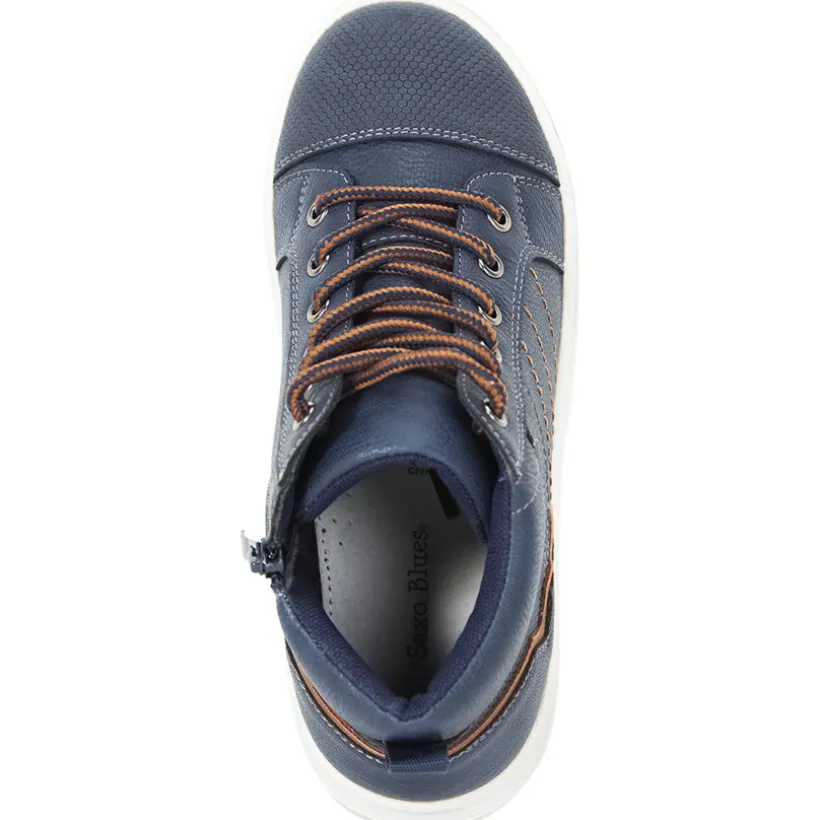 Bottillons marine avec lacets et zip pour garçon